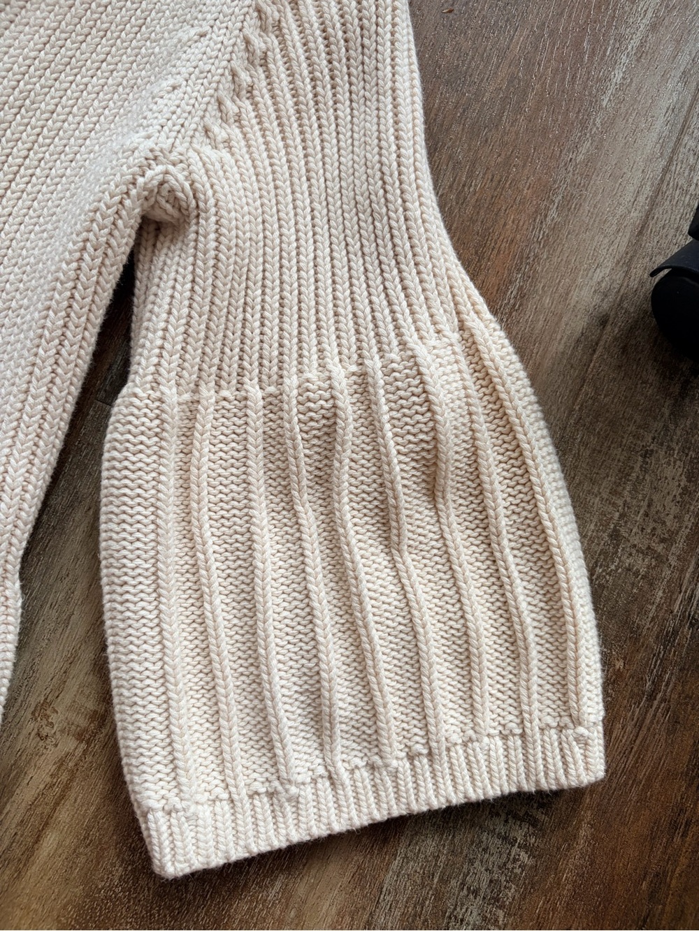 Tribal Cream Cable Knit Ribbed Collared Cotton Cardigan Boho Library Sweater SzL - Picture 9 of 9